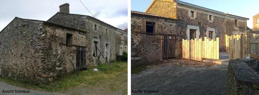 Avant-après, rénovation du corps de ferme