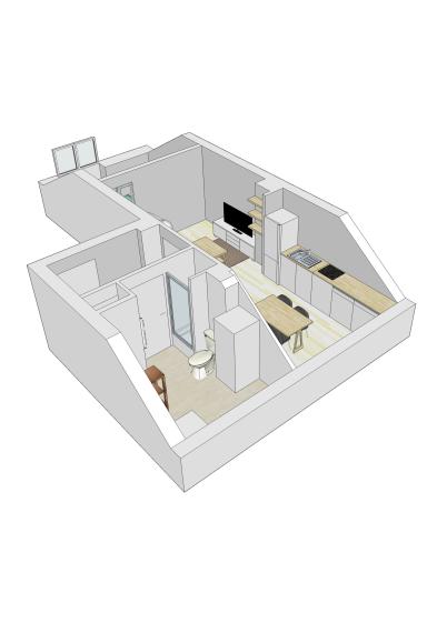 Perspective, une salle d'eau et une cuisine plus fonctionnelles