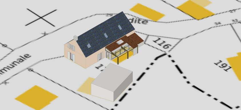 Vues 3D du projet avec création d'un jardin d'hiver