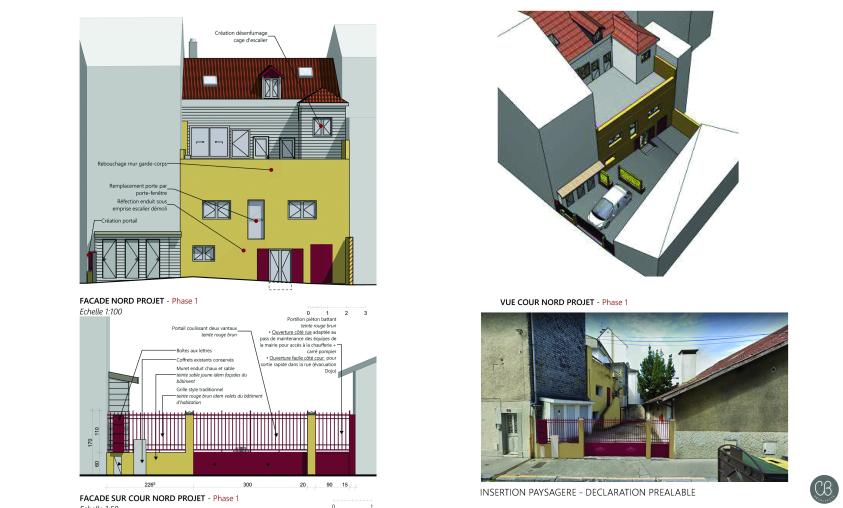 Vues projet de clôture de la cour
