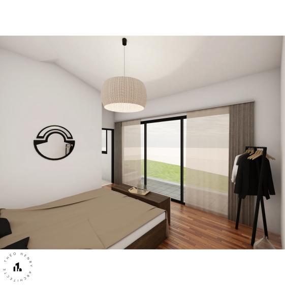 Chambre parentale avec accès privatif sur le grand balcon ouvrant au Sud.