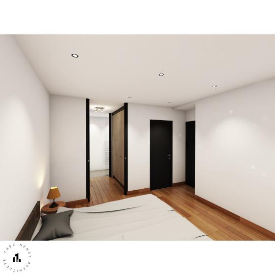 La chambre parentale spacieuse et lumineuse avec accès direct sur le jardin.