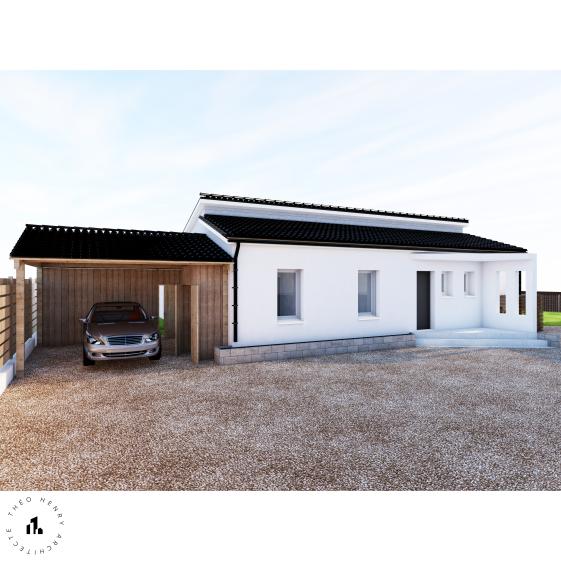 Vue sur le car-port en structure bois