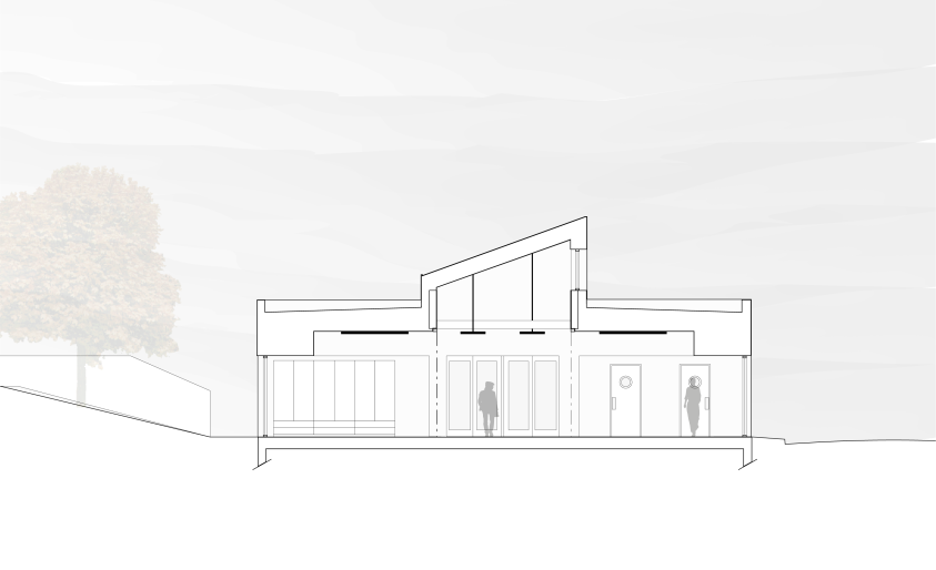 Coupe transversale sur la grande salle