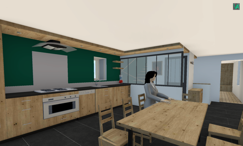 Le bois est omniprésent dans le projet, y compris dans un faux-plafond qui relie