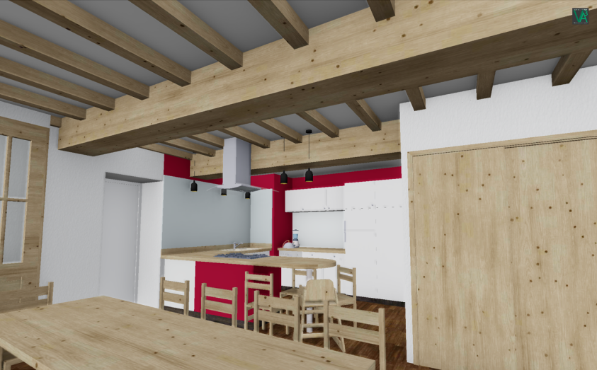 vue du séjour/cuisine