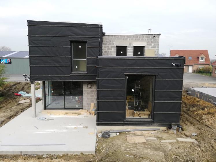 façade arrière- maison cubique Roncq - Nicolas DELANNOY architecte