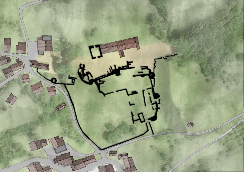 Plan du site avec mise en avant des vestiges existants