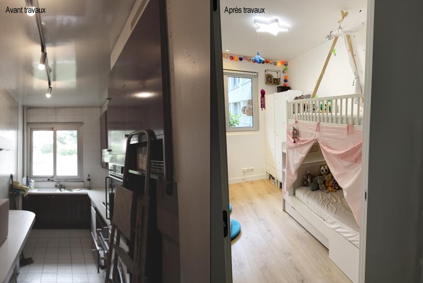 Cuisine avant - Chambre enfant après