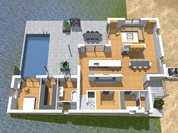 Plan 3D Rez-de-jardin