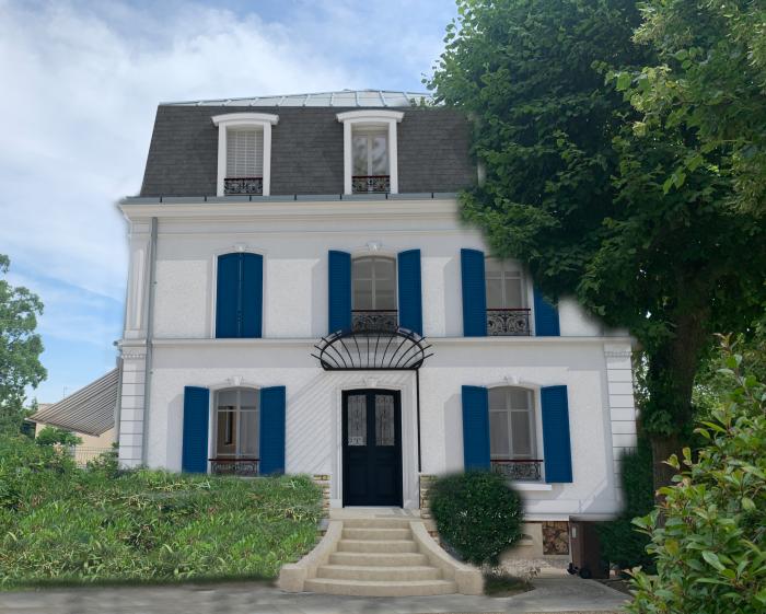 Nouvelle séquence d'entrée côté jardin et recréation des modénatures de façade