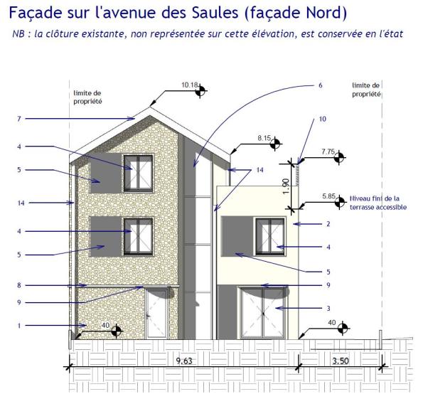 Façade Nord de la maison sur Rue