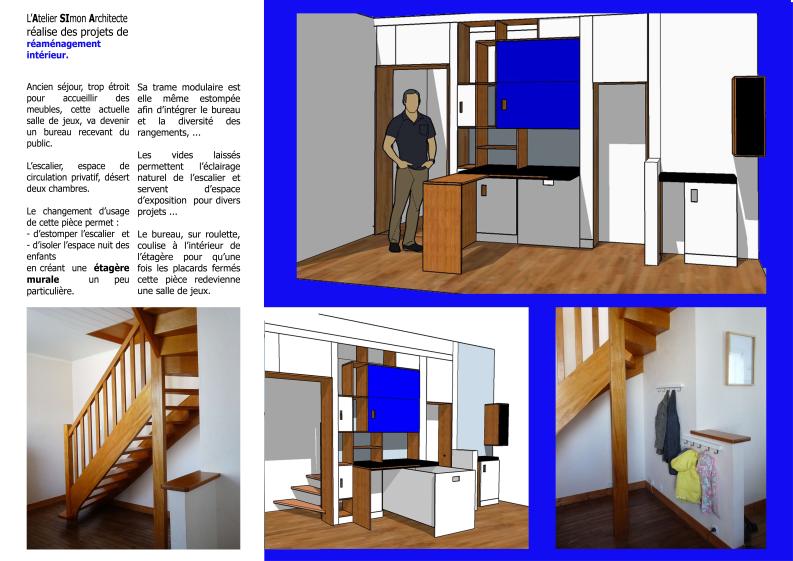 Aménagement intérieur - Bureau et étagère murale