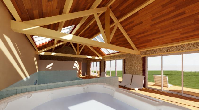 Vue dans le jacuzzi