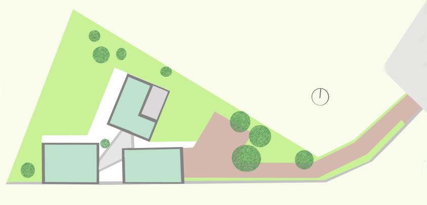 Maison dans la colline - schéma du plan de masse