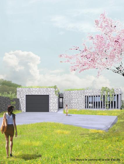 Maison dans la colline - perspective de l'entrée