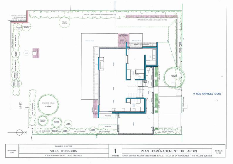 Etude paysagère du jardin, réalisée en fin de chantier pour parachever au mieux 