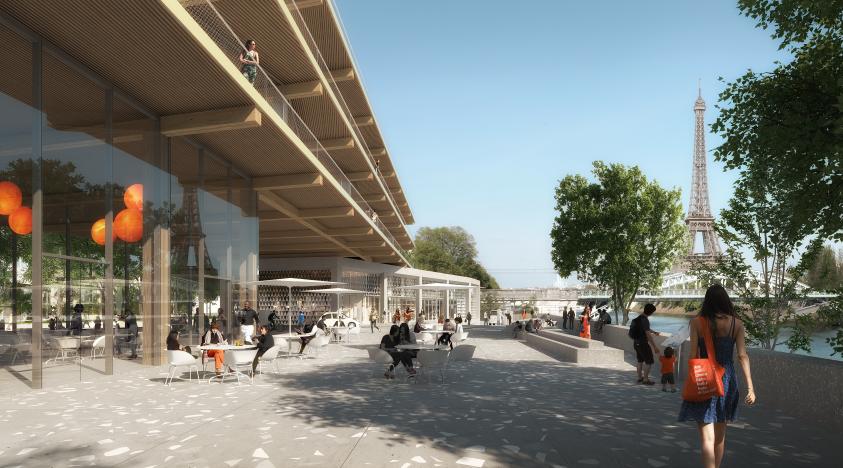 L'espace partagé en belvédère sur la Seine.