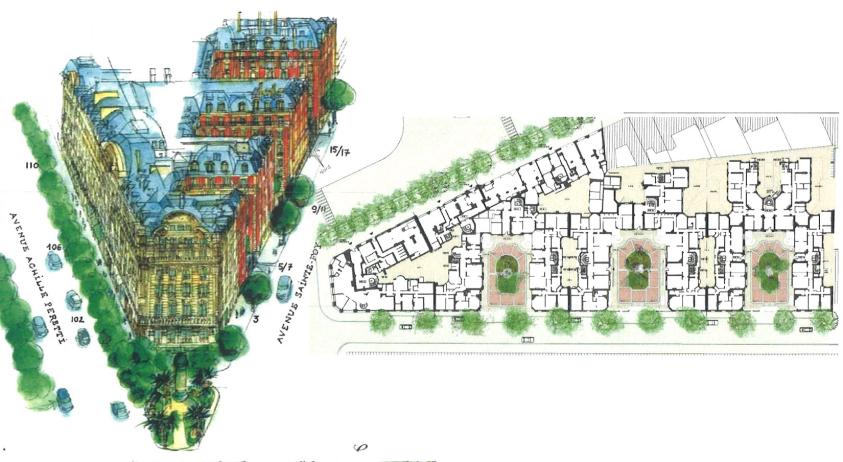 Croquis d'ambiance et plan rez-de-chaussée