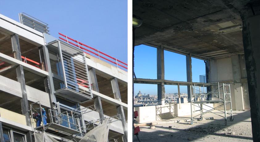Témoin de façade, chantier en cours, 