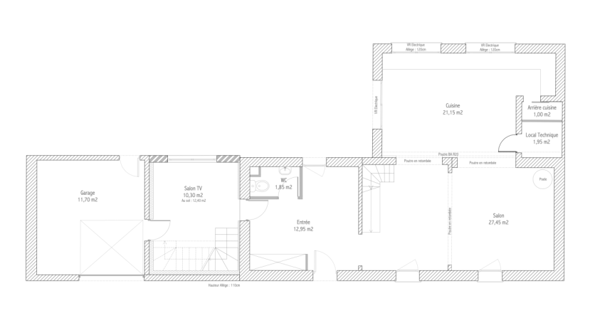 Plan rez-de-chaussée - Avant / Après