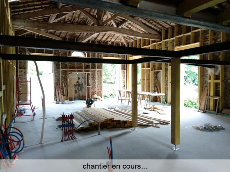 Rénovation d'une grange en Maison Passive - Chantier en cours - Mezzanine Ossatu