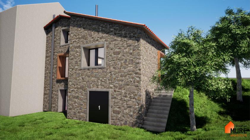 Réhabilitation d'une Maison en Pierres - Terrain en pente