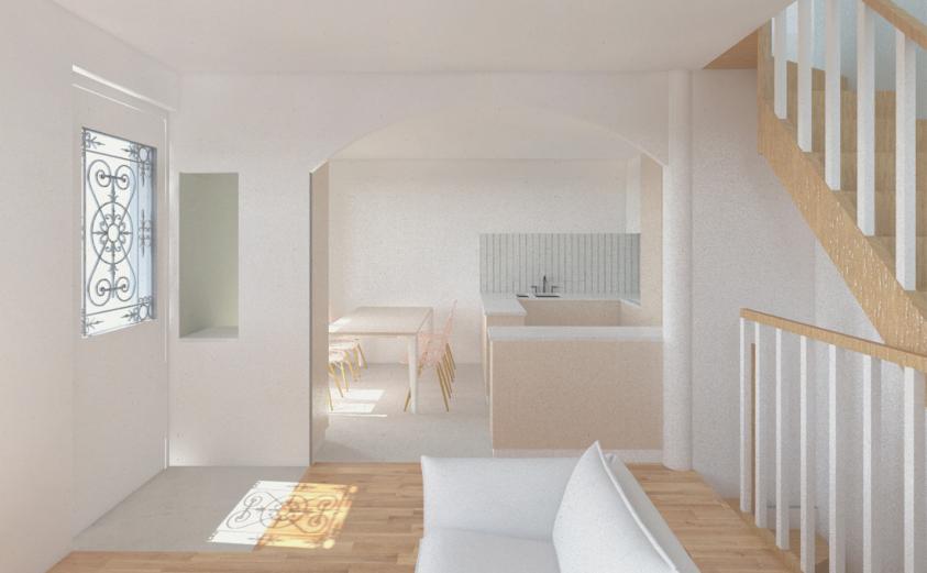 Proposition d'aménagement de l'espace entrée / cuisine