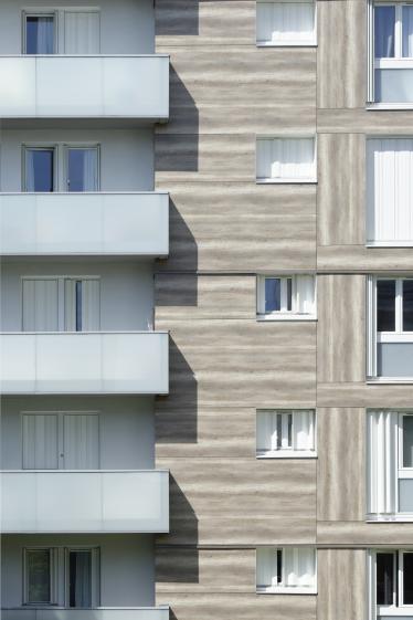 Détail de façade - bâtiment A sur jardin