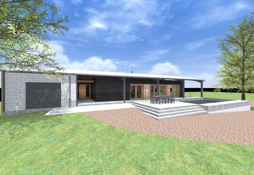 La maison se glisse dans le volume existant.