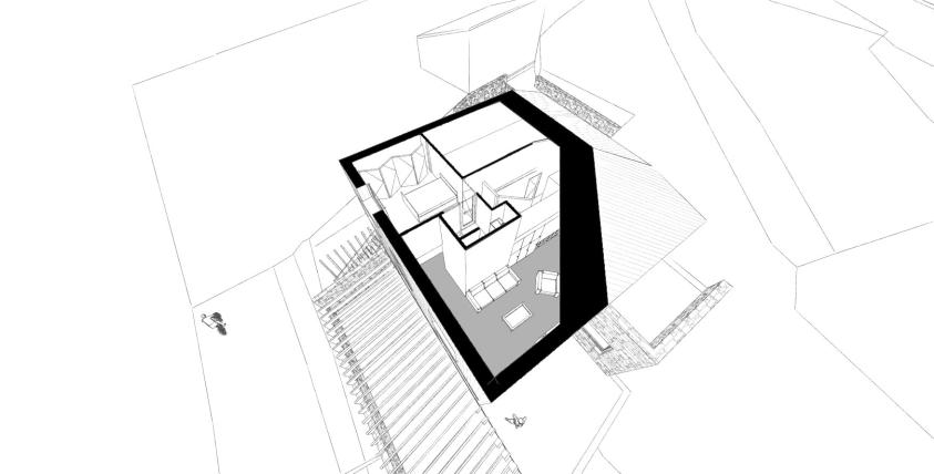 Plan en perspective sur le niveau des chambres de la maison