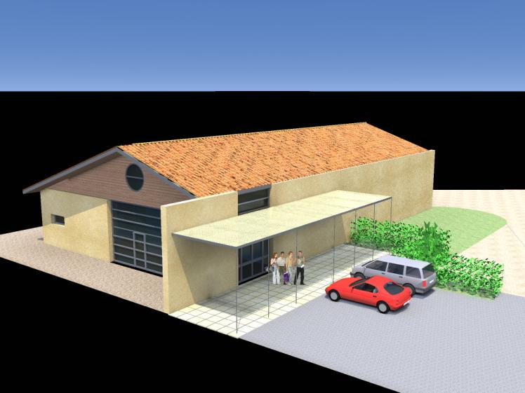 Vue sur pignon Sud et parking visiteurs 1