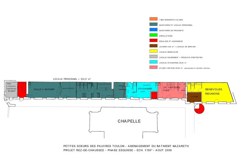 Bâtiment Nazareth : schéma d'aménagement du RDC