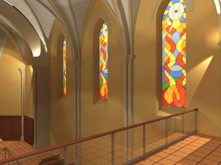 Chapelle : vue depuis la tribune (image de synthèse)