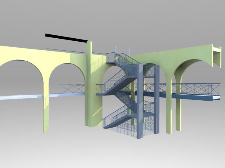 Bâtiment Nazareth : modélisation de la coursive, de l'escalier et de la passerel