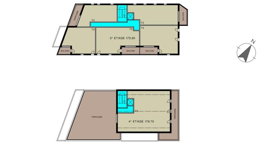 Plans 3° et 4° étages
