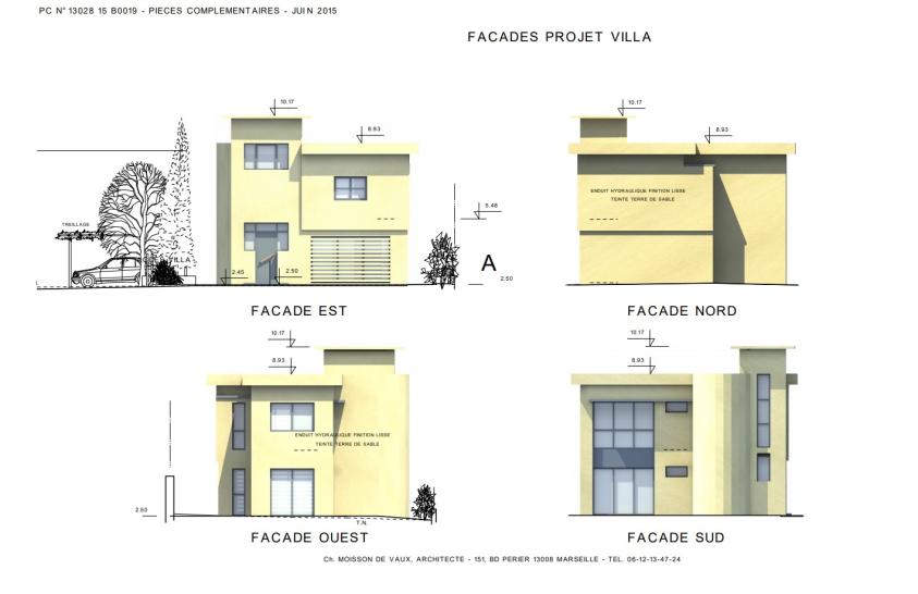 Villa modifiée : élévations façades
