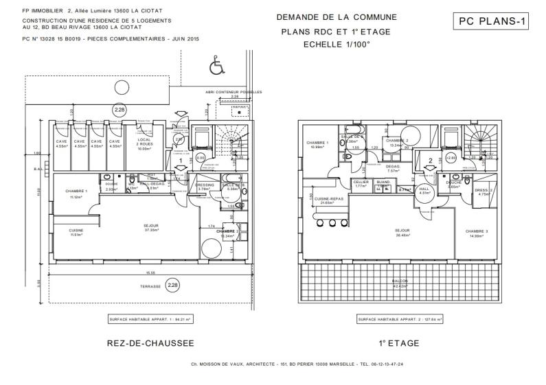 Collectif : plans rez-de-chaussée + 1° étage