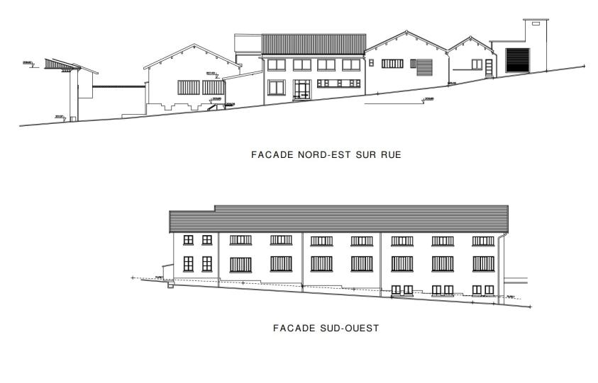 Existant - façades Nord-ouest et Sud-est