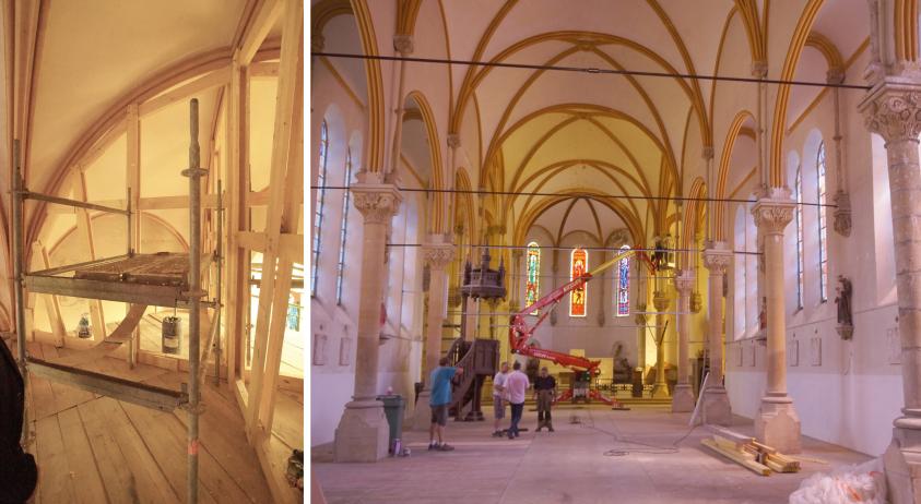 Mise sous cintre des transepts + remplacement des tirants