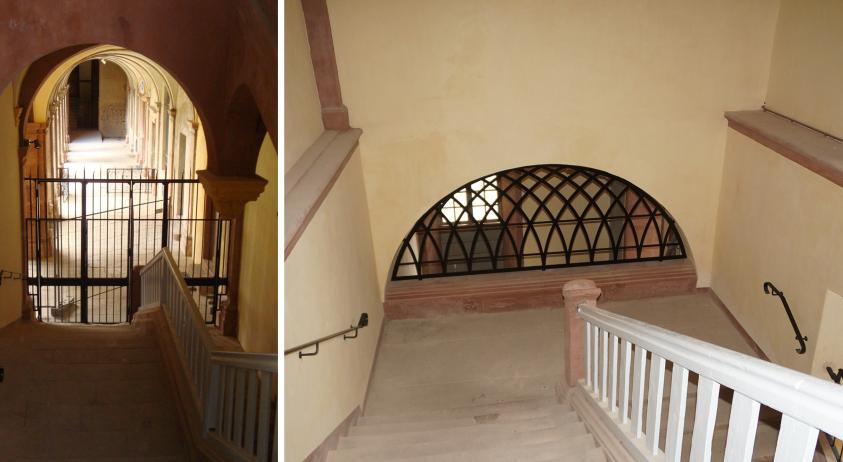 Escalier droit après restauration - création d'une grille et des mains courantes