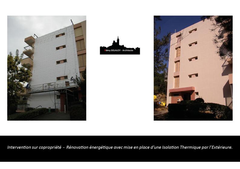 Ravalement de façade avec rénovation énergétique par isolation extérieure