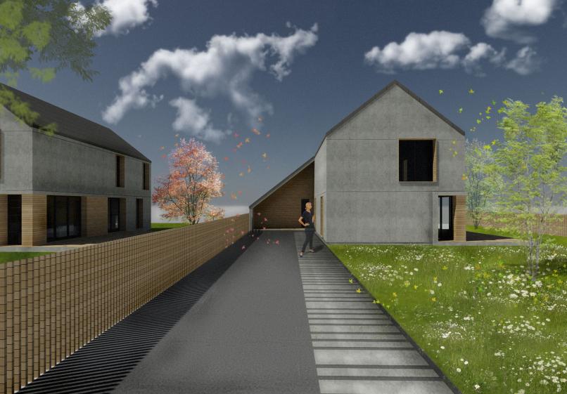 Maison contemporaine béton brut et bois