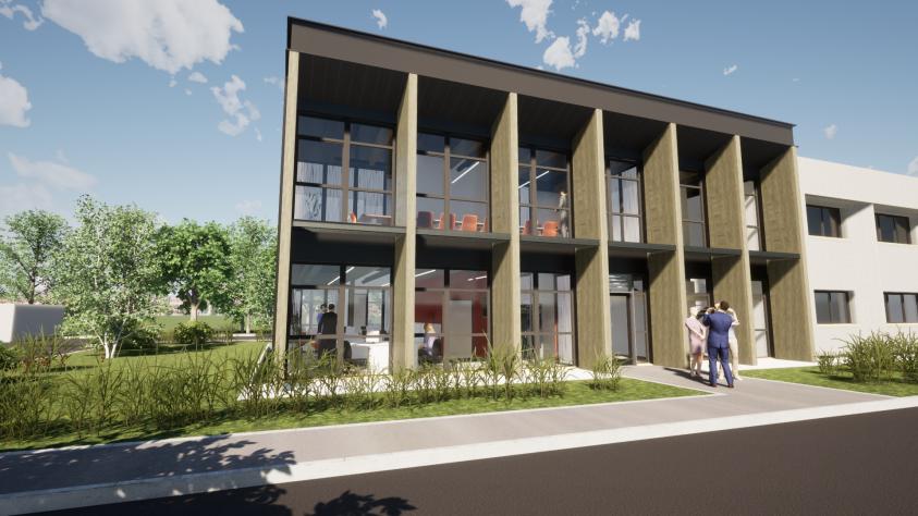  EXTENSION BATIMENT A/B - DGAC/SNIA A BLAGNAC (31) - VUE SUR FACADE SUD- OUEST