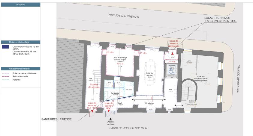 PLAN RDC ETAT FUTUR BATIMENT 3 & 5 RUE CHENIER POUR LE SERVICE DES FINANCES DE L
