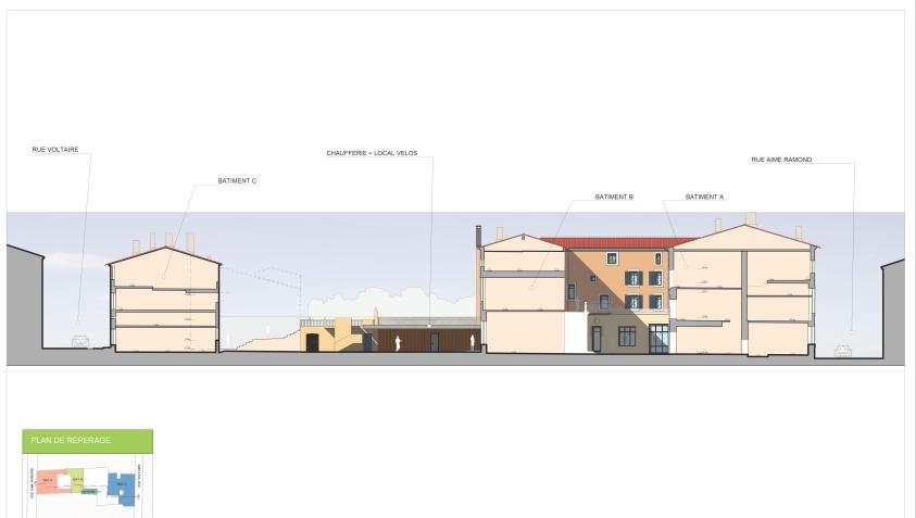 RENOVATION RESIDENCE LANGERON - COUPE EN LONG ETAT FUTUR.