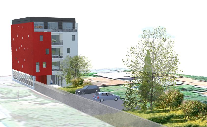 VUE SUR COURS- ESQUISSE 10 LOGEMENTS A TOULOUSE.
