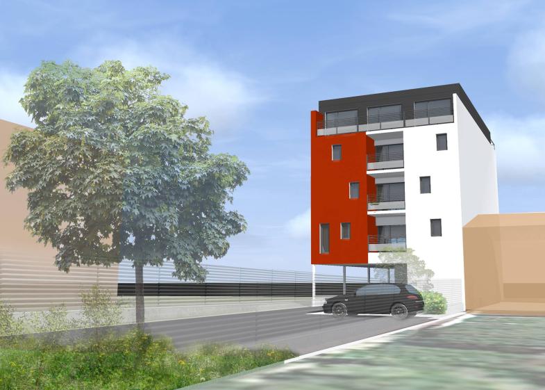 VUE SUR COURS- ESQUISSE 10 LOGEMENTS A TOULOUSE.