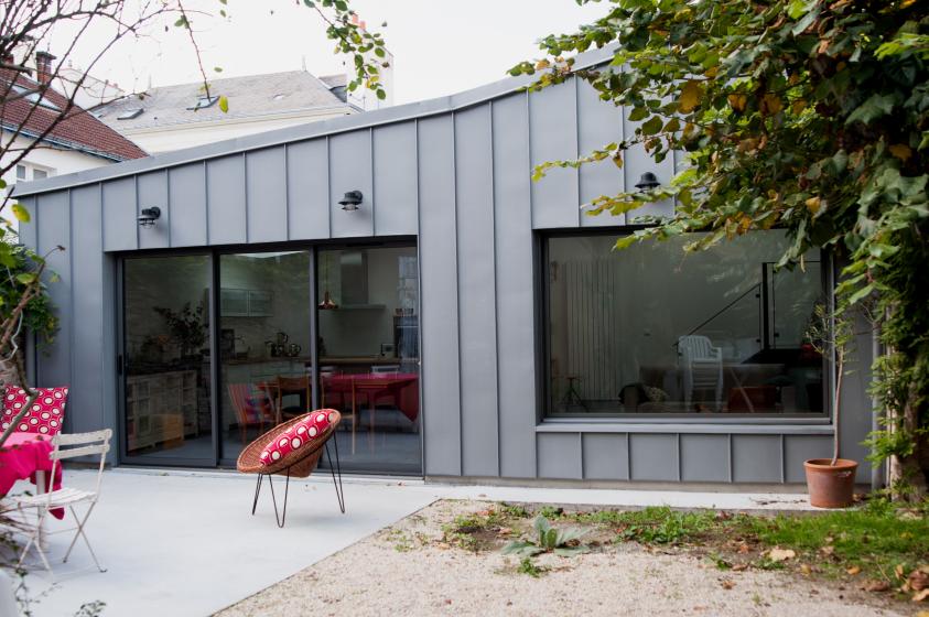 Façade en bardage zinc