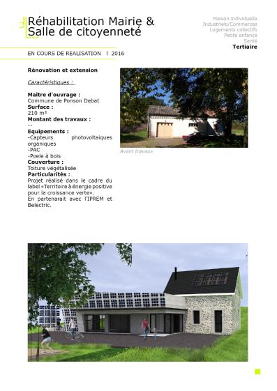 Réhabilitation de la mairie historique de PONSON-DEBAT-POUTS et de sa salle de c